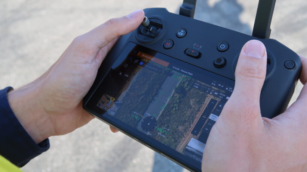 DJI mavic 3 enterprise controller being used for an aerial survey