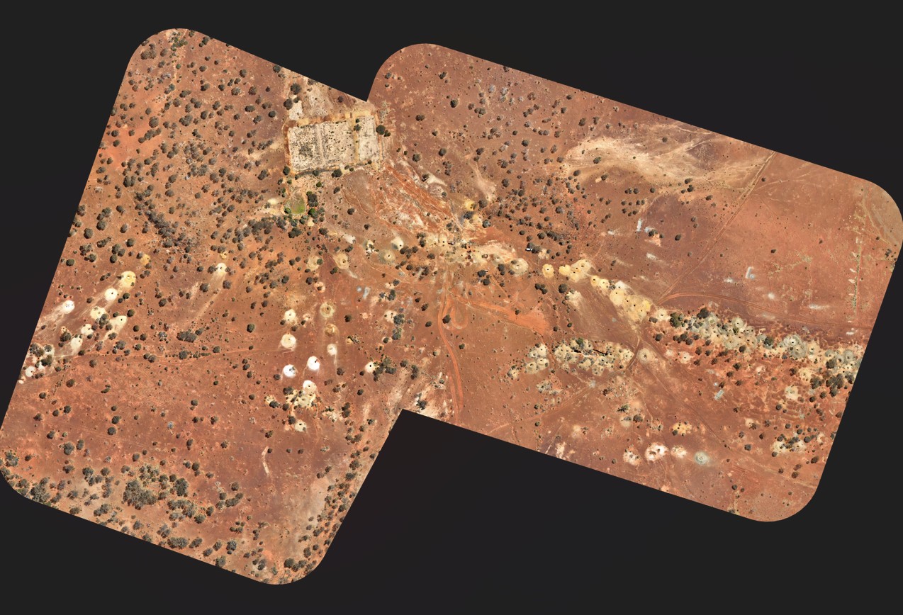 Orthomosaic image of a gold lease in Leonora WA